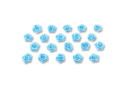 Creativery Streudeko, Satinrosen 2cm zum Basteln & Aufnähen 20 Stück Hellblau