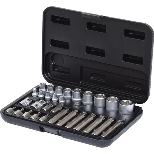 KS Tools 911.4301-1 TX-Steckschlüssel- und Bit-Satz, 30-tlg. - Steckschlüsseleinsätze, robuster 30-teiliges Set aus Chrom Vanadium mit mattem Finish, ideal für präzise Arbeiten und einfache Aufbewahrung im stabilen Kunststoffkoffer.