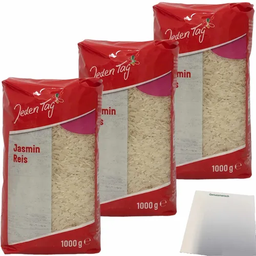 Jeden Tag Jasmin Reis Langkorn 3er Pack 3x1kg Packung usy Block