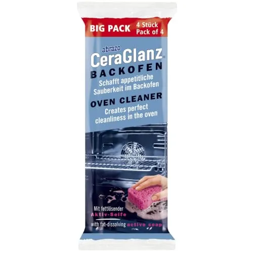 abrazo CeraGlanz Backofen | 4 Backofenreiniger, 2x2 Stk. | antibak. Ofenreiniger, Oven Cleaner, Backofen Reiniger, Reinigung von hartnäckigem Schmutz