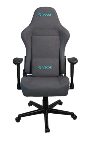 Nacon PCCH-380 Gaming-Stuhl, ergonomisch, mit 2D-Armlehnen, Lendenkissen, neigbar, Dunkelgrau