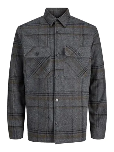 Jack & Jones Overshirt Herren Regular Fit - Mehrfarbig Kariert, XL - Freizeithemden mit stylischem Checkdesign und weicher, aufgeraute Baumwollqualität für einen lässigen Overshirt-Look.