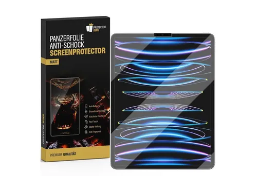 Protectorking Schutzfolie 2x Panzerfolie für iPad Pro 12.9 2022 Displayschut, (2-Stück, 1-Set), NANO Panzerfolie aus Robusten und unzerbrechlichen PET Material MATT