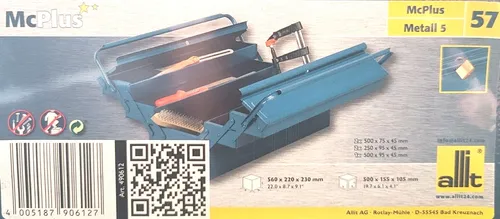 allit Werkzeugkasten Blau 560x220x230mm - Werkzeugkoffer mit 4 Schubladen, robust aus Stahlblech, ideal für die Aufbewahrung von Werkzeugen und Zubehör, praktischer Griff für einfachen Transport.