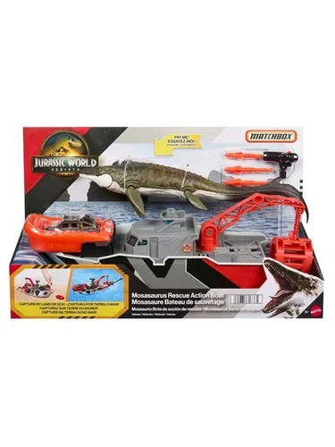 Mattel Jurassic World: Die Wiedergeburt Matchbox RC Spielzeug-Truck - Boote-Spielzeug für Kinder, aufregende Abenteuer mit ferngesteuertem Truck und Dinosaurierfigur für grenzenlosen Spielspaß!