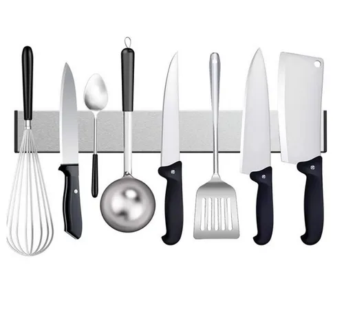 BAYLI Wand-Magnet Messerhalter 50cm - Edelstahl Magnetleiste ohne Bohren - Magnethalter für Messer und Werkzeuge, selbstklebend und einfach zu montieren. Hält alles griffbereit und sorgt für Ordnung in Küche oder Werkstatt.