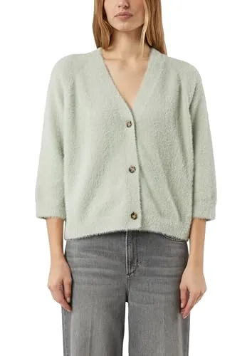 Comma Damen Strickjacke 2176296 in Blau-Grün (Größe 44) - Vielseitige V-Ausschnitt Strickjacke mit Knopfverschluss und Regular Fit. Die flauschige Strickstruktur sorgt für ein angenehmes Tragegefühl und ist ideal für jeden Anlass.
