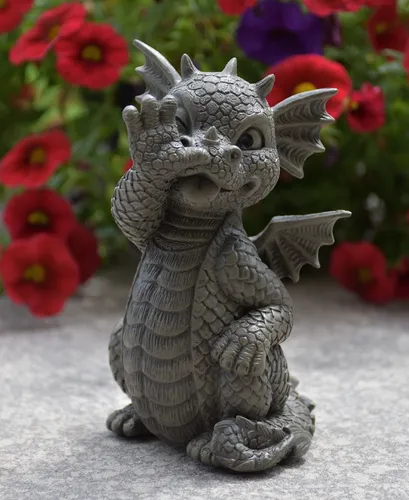 Gartendrache Langnase klein - Fantasy Figur für Garten - Gartenfiguren & Verzierungen, handbemalt und wetterfest, ideal für Balkon und Veranda, verleiht jedem Außenbereich einen Hauch von Fantasie.