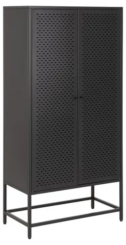 ACTONA GROUP Mehrzweckschrank in schwarz - 80x160x40cm - Hochschrank aus robustem Stahl mit 2 Türen, ideal für Büro oder Wohnraum, bietet Platz und ist bis 21 kg belastbar.