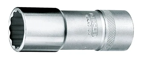 GEDORE Steckschlüsseleinsatz, lange Ausführung, Nuss, 1/2'' 12,5 mm Antrieb, UD-Profil, 12 mm Weite, Werkzeug, D 19 L 12, Stahl verchromt