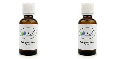 Sala Weingeist Ethanol Alkohol 96,5% unvergällt 2 x 50 ml (100 ml) Glas