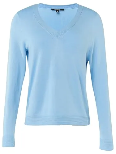 comma Pullover V-Ausschnitt - Damenpullover mit V-Ausschnitt und Rippblende, ideal für einen lässigen Look und perfekten Tragekomfort durch Regular Fit.