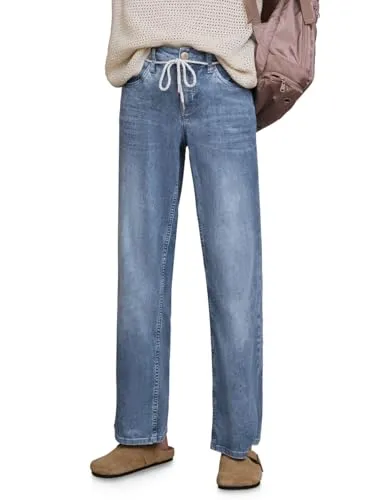Street One Studio Mid Waist Wide Leg Jeans Loose Fit Light Blue Wash 30