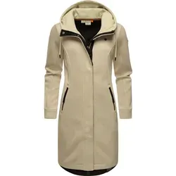 Ragwear Letti Long Bonded Damen Übergangsmantel - Funktionsjacke in Feinstrick-Optik, windabweisend mit Kapuze, ideal für Outdoor-Aktivitäten und gemütliche Tage. Leicht taillierter Schnitt für feminine Silhouette.
