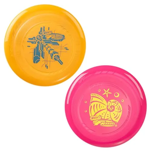 Wham-O Frisbee Go 2er Pack Flugscheibe, 22.86 cm Leichtes buntes Spielzeug-Set für Anfänger Kinder Jungen Mädchen ab 5 Jahren Outdoor Strand Park Garten Spiel - 70g