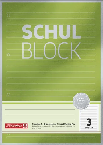 Produktbild BRUNNEN Schulblock A4 Lineatur 3, 3. Klasse, 50 Blatt