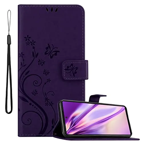 Cadorabo Hülle kompatibel mit Google Pixel 6 Blumen Design aus Premium Kunst Leder Flip Klappbare Stoßfeste Magnetische [Standfunktion] [Kartenfächern] Cover Hülle für Google Pixel 6 Tasche in Lila