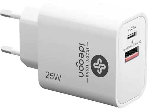 Dual 25Watt USB Ladegerät, 1x USB-C und USB-A, PD- & QC-Netzteil, weiss, Quick Charge für schnelles Laden von iPhone, Samsung, Huawai, Xiaomi