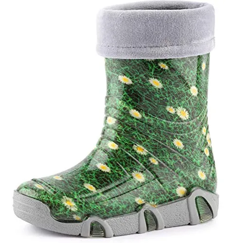 Ladeheid Kinder Gummistiefel gefüttert Swk 102 (Gras, 25/26 EU) - Gummistiefel für Kinder, wasserdicht und rutschfest, mit herausnehmbarem Innenschuh für optimalen Komfort und Schutz vor Kälte.