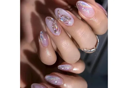 LuxusKollektion Kunstfingernägel 24 Stück Press-on Nägel Mandel Glitzernatürlich Acryl Kunstnägel