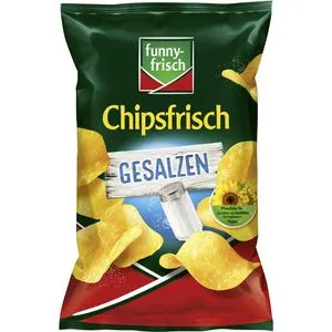 funny-frisch Chips Chipsfrisch gesalzen 150g - Knusprige Kartoffelchips mit feinem Salz, glutenfrei und vegan. Ideal für den Snack Genuss ohne Zusatzstoffe, perfekt für jede Gelegenheit.
