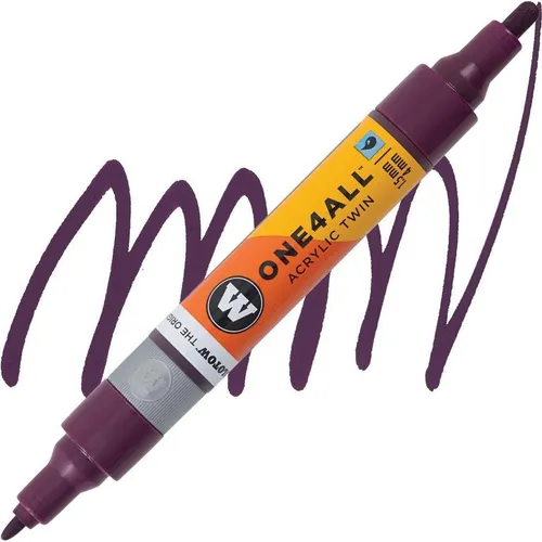 Molotow One4All Acrylic Twin Marker 233 Violett - Acrylmarker mit 1,5 und 4,0 mm Strichstärke, hochdeckend und schnell trocknend, ideal für kreative Projekte auf verschiedenen Oberflächen