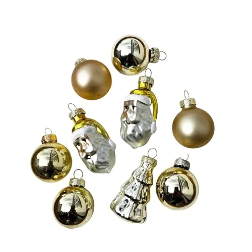 Kleine Baumkugeln aus Glas Ø 2 cm/2,5 cm/3 cm - Christbaumkugeln Baumschmuck Christbaumschmuck Weihnachtsbaumschmuck Weihnachtsbaumkugeln (Gold glänzend, 30 mm - 9er Stange)