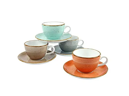 Creatable Vintage Nature 8-teiliges Geschirrset - Kaffeeservice aus hochwertigem, handgemaltem Porzellan, spülmaschinen- und mikrowellengeeignet, vereint rustikalen Charme mit Nachhaltigkeit.