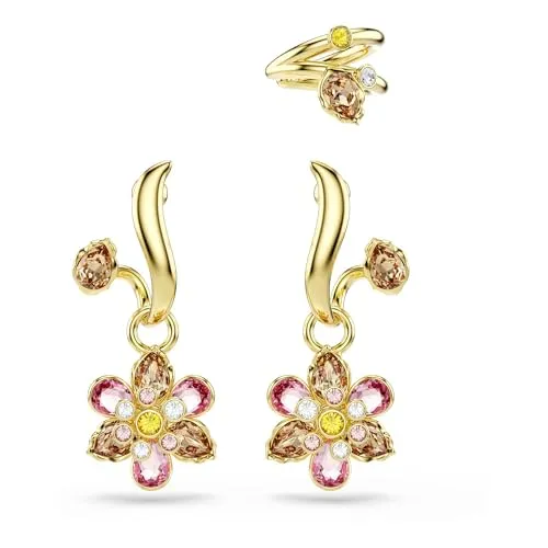 Swarovski Idyllia Ohrringe Set (3) - Ohrringe für Damen, vielseitiges Set mit Kristallblumen in verschiedenen Schliffen und sanften Farben, ideal für elegante Looks.