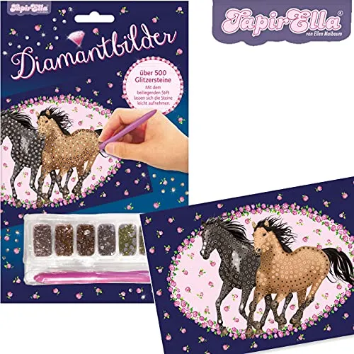 Lutz Mauder Kreatives Bastelset mit 540 Teilen * Pferde * Geschenk oder Basteln | 10353 | Pony Diamond Painting für Mädchen | Kinderpferd