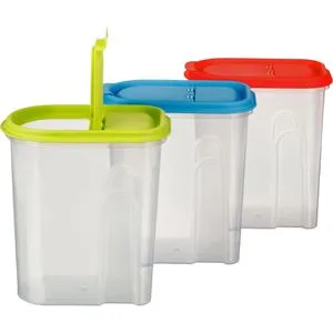 Kigima Schüttdose aus Kunststoff, Set, 2 Liter, mit Klappdeckel, 3 Stück