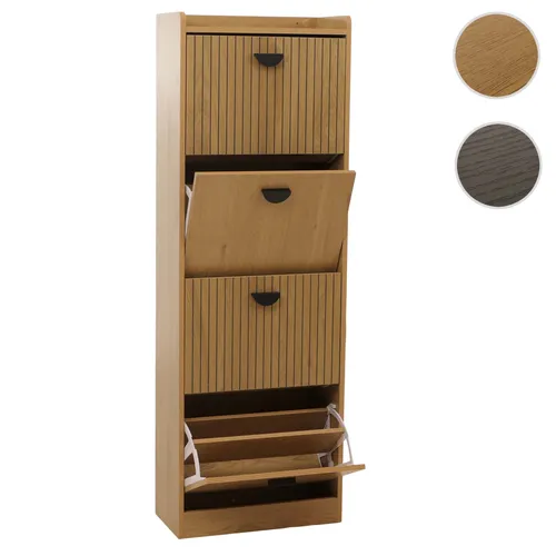 Mendler Schuhschrank HWC-O39 - Regal & Aufbewahrung: Moderner Schuhkipper mit 4 Klappfächern für ca. 16 Paar Schuhe, kratzfest und wasserabweisend durch Melamin-Beschichtung, ideal für stilvolle Ordnung im Eingangsbereich.