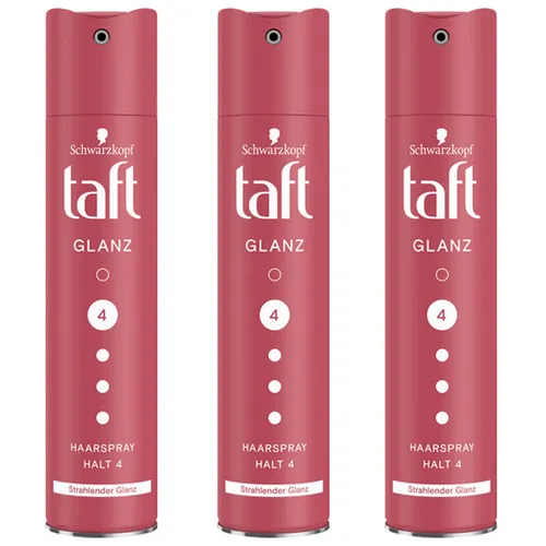 Taft Glanz Haarspray Halt 4 - 3er Pack mit 24h Glanz - Hochwertiges Haarspray für langanhaltenden Halt und strahlenden Glanz. Ideal für jeden Haartyp und sorgt für ein perfektes Styling. Perfekt für den täglichen Einsatz.