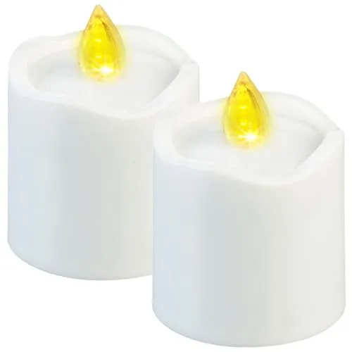 PEARL Grabkerze: 2er-Set flackernde Grablicht-LED-Kerzen mit Dämmerungssensor, weiß (Grablicht mit Batterie, Batterie Kerzen für Friedhof, Grab)