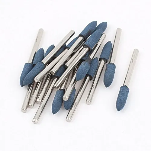 sourcing map Gummi-Politur Schleifstift 3 mm Schaft, 5 mm Spitzkegel 18Pcs Blau de