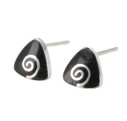 GURU SHOP Silberohrstecker Spirale, Onyx