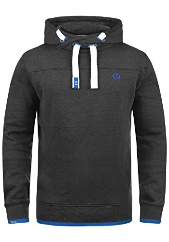 !Solid SDBenjamin Hood Herren Kapuzenpullover Hoodie Pullover mit Kapuze Eingrifftaschen Rippbündchen Baumwollmischung Regular fit, Größe:S, Farbe:Dark Grey Melange (8999)