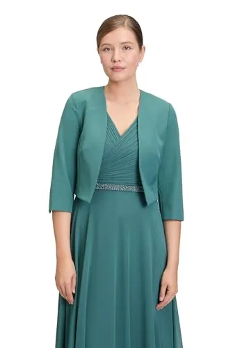 Vera Mont Damen Bolero-Jacke mit Kellerfalten - Dark Emerald, Größe 44 - Eleganter Bolero für Damen aus hochwertigem Satin, leicht tailliert für eine feminine Silhouette. Perfekte Ergänzung für schicke Outfits!