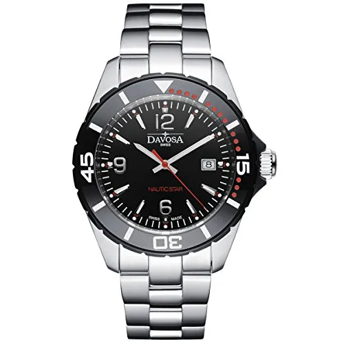 DAVOSA Nautic Star Quartz Herrenuhr 163.472.65 - Armbanduhren für Herren, hochwertige Swiss Made Taucheruhr mit kratzfreiem Saphirglas und einer Wasserdichtigkeit bis 100 m – ideal für Abenteuer und Alltag.