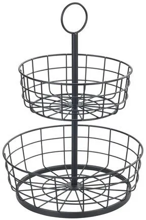 WENKO Multi-Korb-Etagere - Obstkörbe mit 2 Etagen, platzsparend und vielseitig einsetzbar für Obst, Gemüse oder Kosmetik im modernen Industrial-Stil.