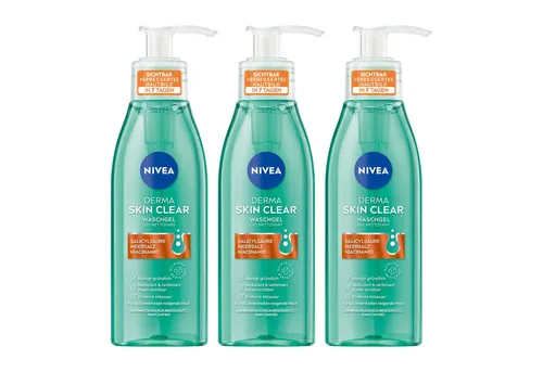 Nivea Gesichtsreinigungsgel Derma Skin Clear Waschgel, 3 x 150ml, 3-tlg.
