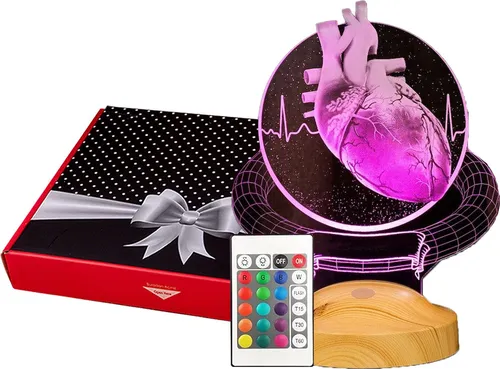 LED Nachttischlampe Herzchirurgen 3D Licht - Schreibtischlampe mit einzigartigem 3D-Effekt, farbwechselnd und ideal als originelles Geschenk für Kardiologen oder Herzchirurgen.