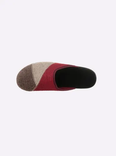 Pantoffel CASUAL LOOKS Damen Gr. 37 - Modische Hausschuhe in beige-rot aus Filz, mit flexibler PU-Laufsohle für besten Komfort und warme Füße.