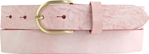BELTINGER Damen-Gürtel aus weichem Vollrindleder Vintage-Look 3 cm | Leder-Gürtel für Damen 30mm | Schmaler Gürtel Used-Look mit goldener Gürtelschnalle | Altrosa 95cm