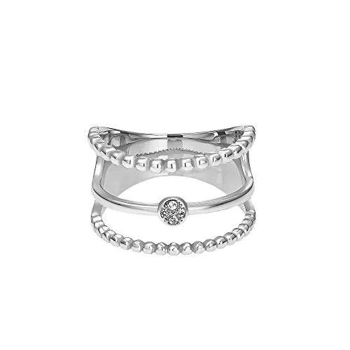 Heideman Ring Damen Unda aus Edelstahl silber farbend poliert Damenring für Frauen mit Stein Zirkonia