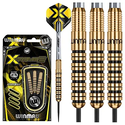 WINMAU Xtreme2-24 gram Brass Dartpfeile Set mit Flights und Schäfte