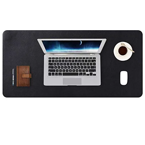 DOBAOJIA Mausepad Große Mausmat XL Schreibtischmatte Schreibtischunterlage Schreibtischpad für Laptop/Tastatur/Maus Schreibblock, PU Leder Wasserdicht + Wildleder rutschfest 80 x 40cm (Schwarz)