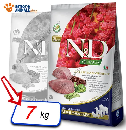 Farmina Dog N&D Quinoa Weight Management Adult Alle Brote → Lamm - 7 Kg Hund