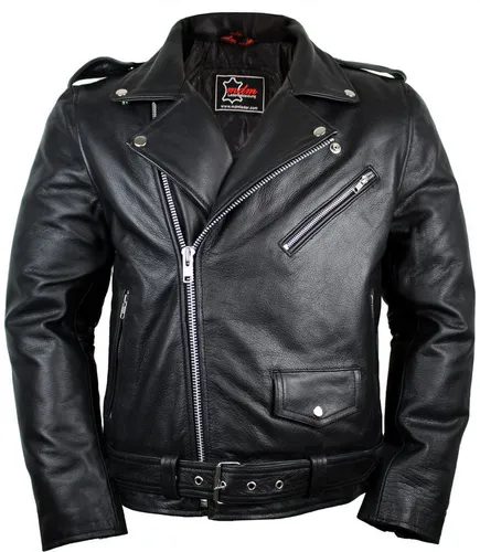 MDM Lederjacke Herren Biker Rocker Billy Motorrad Lederjacke mit Reverse Kragen