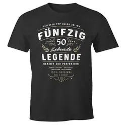 MoonWorks® Herren T-Shirt Geburtstag Geschenk für Männer Lebende Legende Alter Fünfzig anthrazit XL